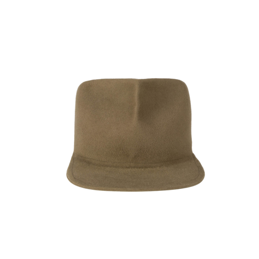 Relaxed Khaki Velour Felt Sculpted Crown Structured Cap