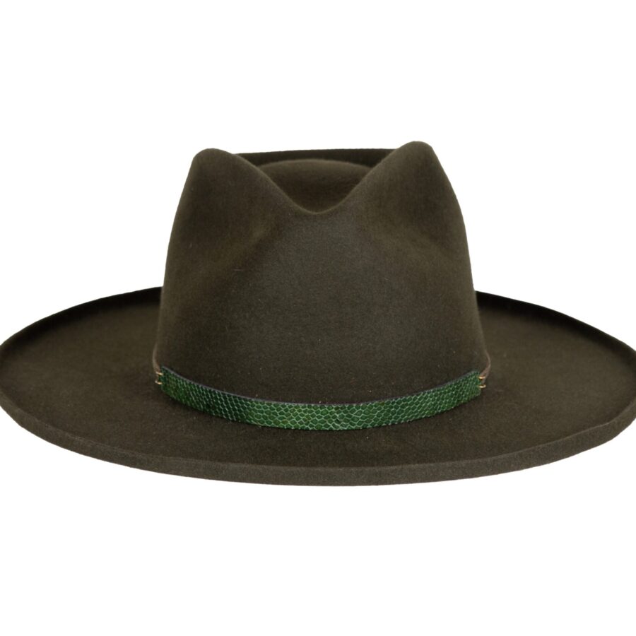 Modern Gold Velour Felt Rolled Brim Wide Fedora