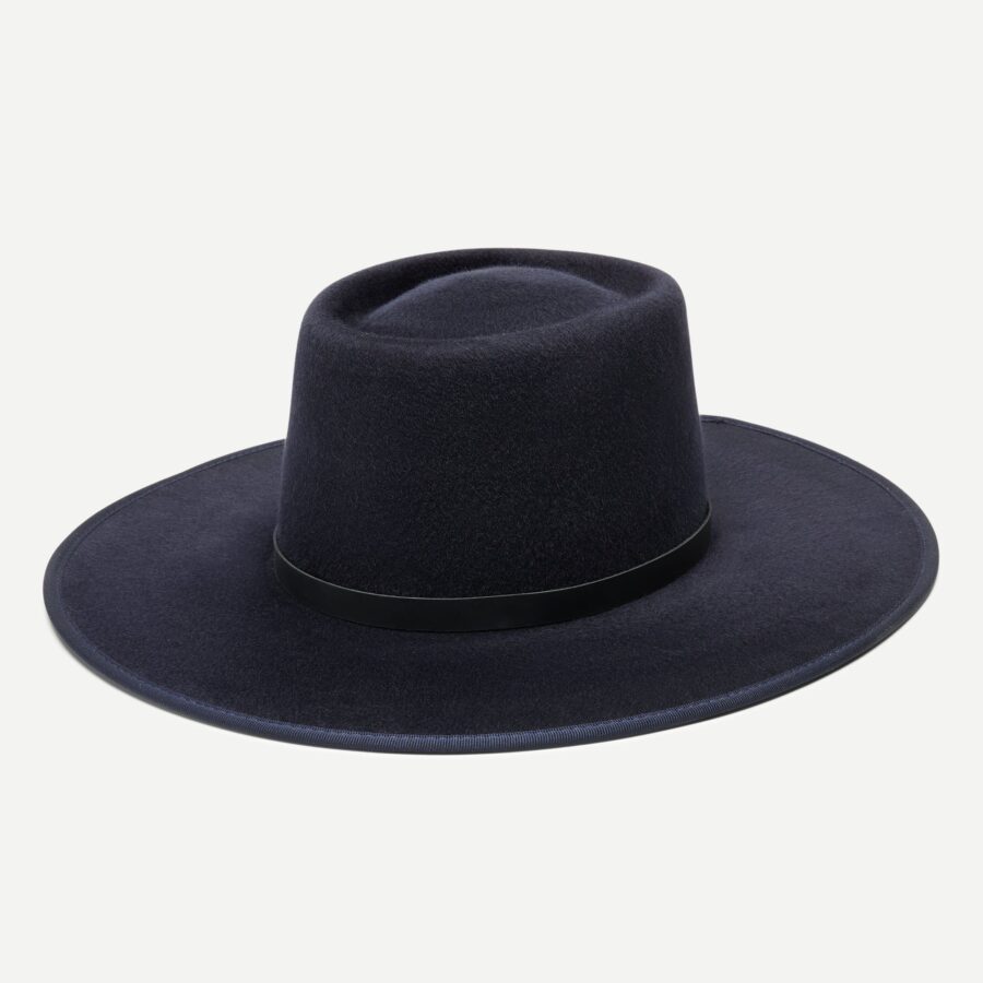 Wool Felt Boater Hat - Midnight Blue