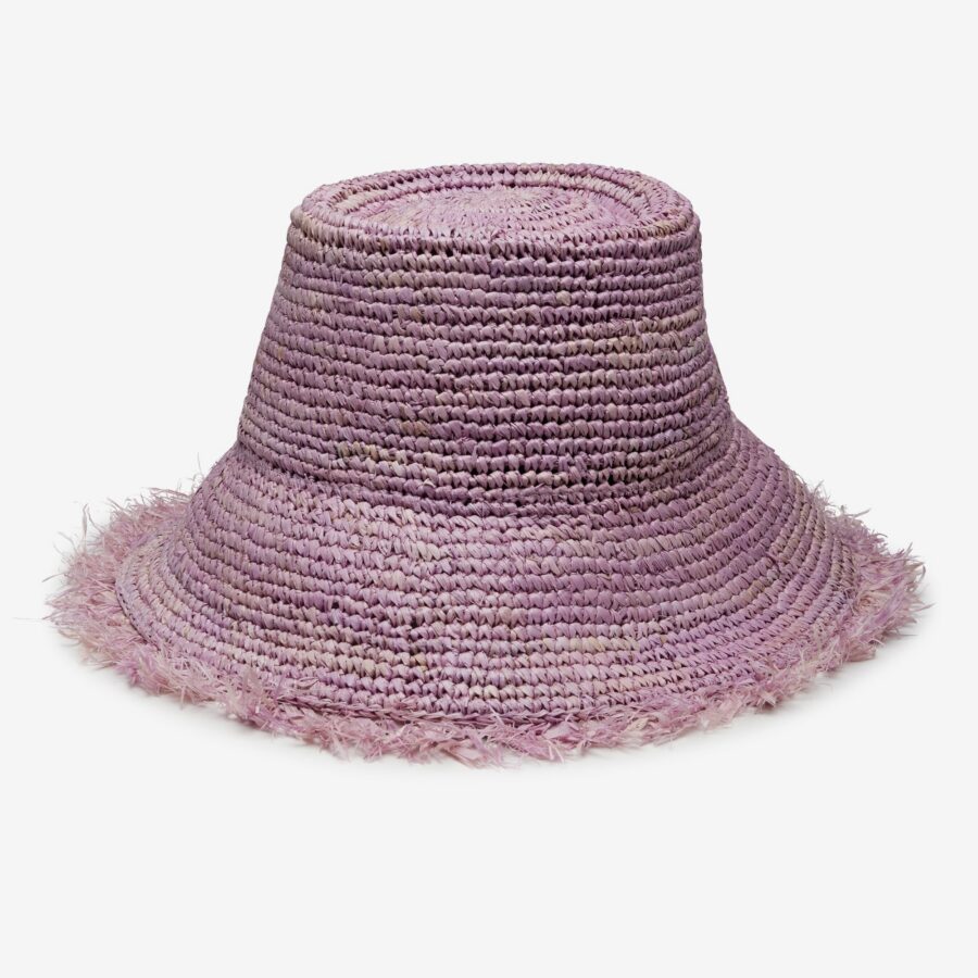 Una Raffia Bucket Hat with Openweave Finish - Lilac