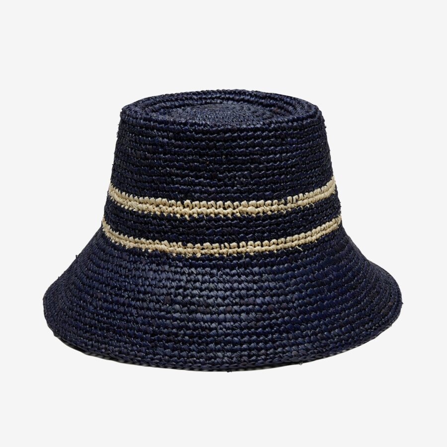 Airy Nova Bucket Hat in Raffia - Navy