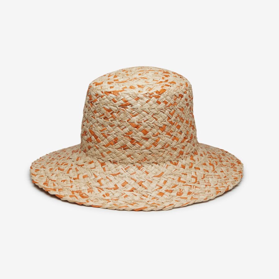 Tessa Classic Raffia Bucket Hat - Orange