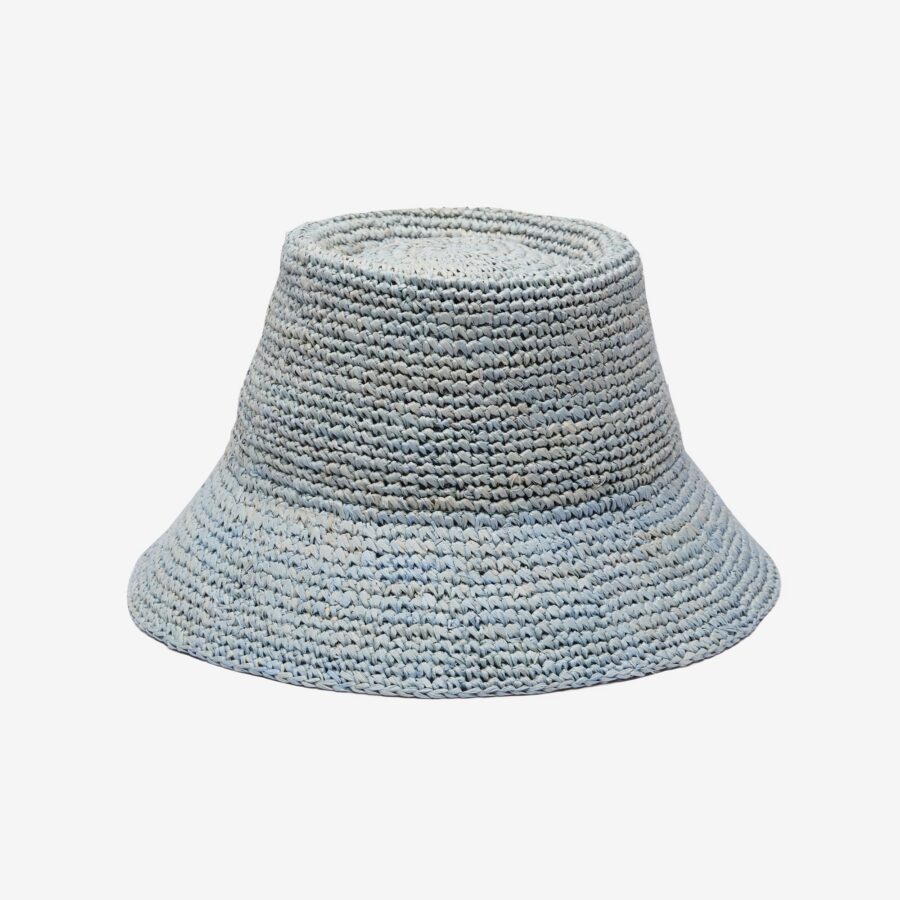 Alder Structured Raffia Bucket Hat - Light Blue