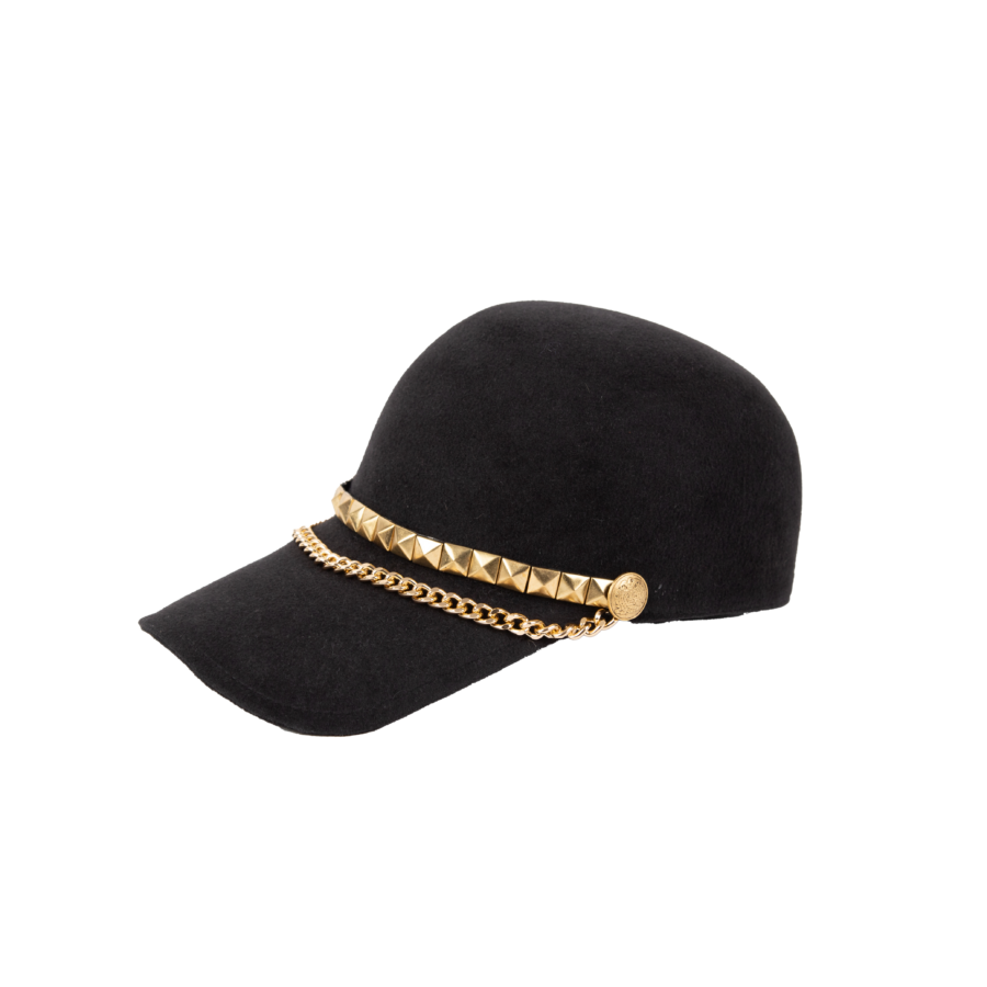 Versatile Black Chain Trim Structured Cap