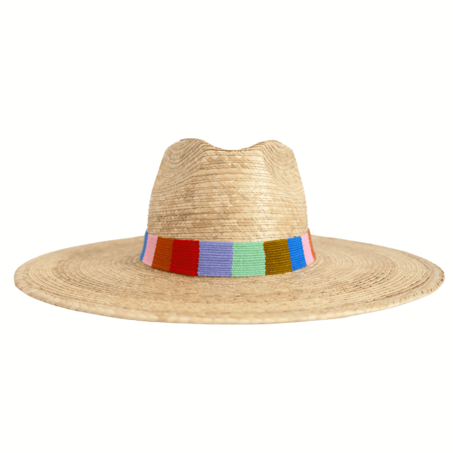 Rainbow Stripe Woven Palm Hat